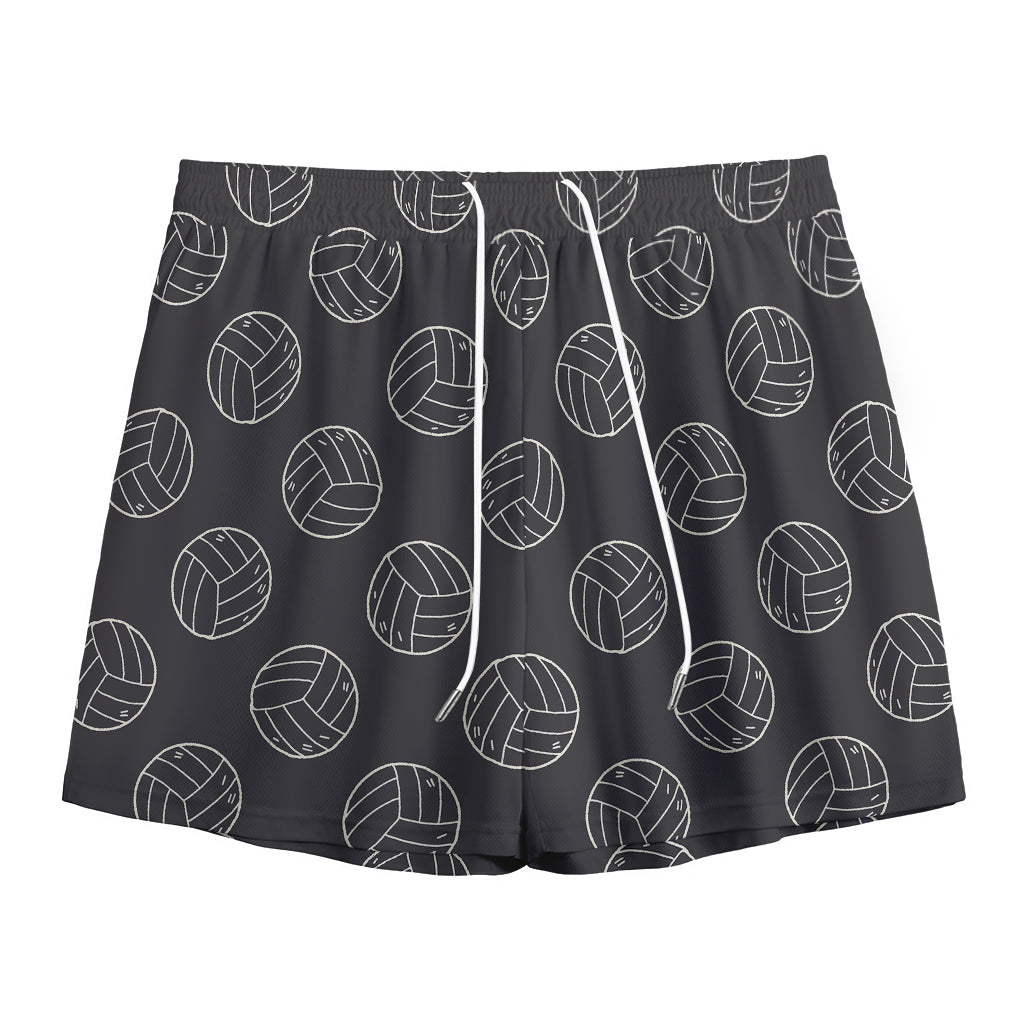 Black And White Volleyball Pattern Print Mesh Shorts