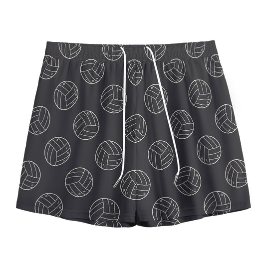 Black And White Volleyball Pattern Print Mesh Shorts