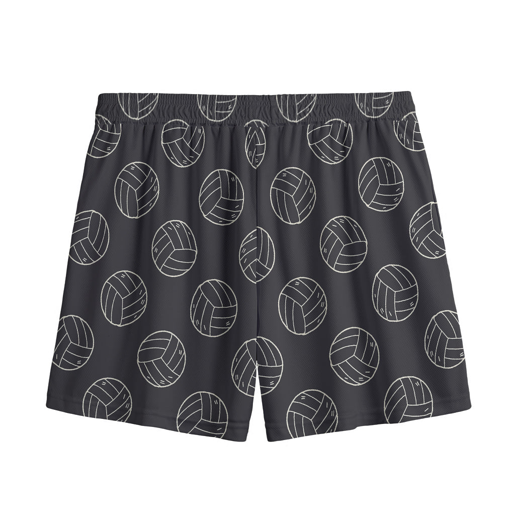 Black And White Volleyball Pattern Print Mesh Shorts