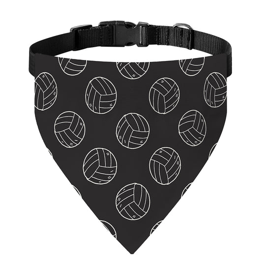 Black And White Volleyball Pattern Print Over The Collar Dog Bandana