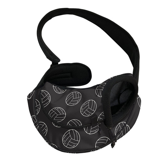 Black And White Volleyball Pattern Print Pet Sling Carrier