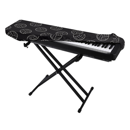 Black And White Volleyball Pattern Print Piano Keyboard Cover