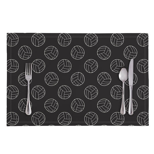 Black And White Volleyball Pattern Print Placemat