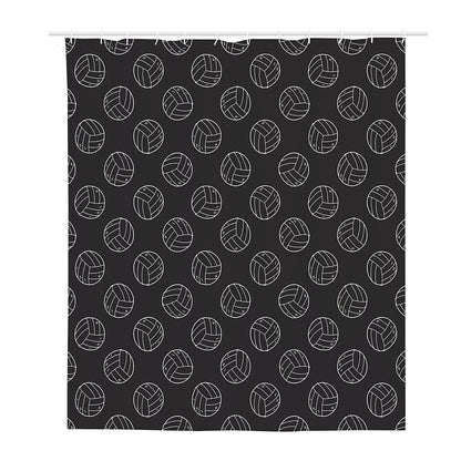 Black And White Volleyball Pattern Print Polyester Shower Curtain