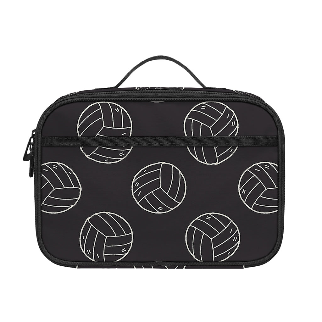 Black And White Volleyball Pattern Print Portable Lunch Bag