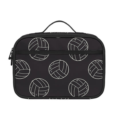 Black And White Volleyball Pattern Print Portable Lunch Bag