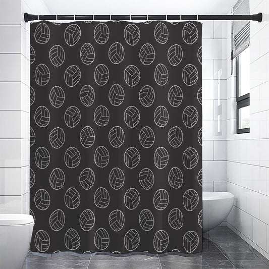 Black And White Volleyball Pattern Print Premium Shower Curtain