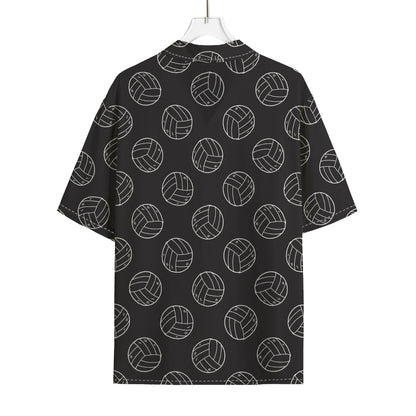 Black And White Volleyball Pattern Print Rayon Hawaiian Shirt