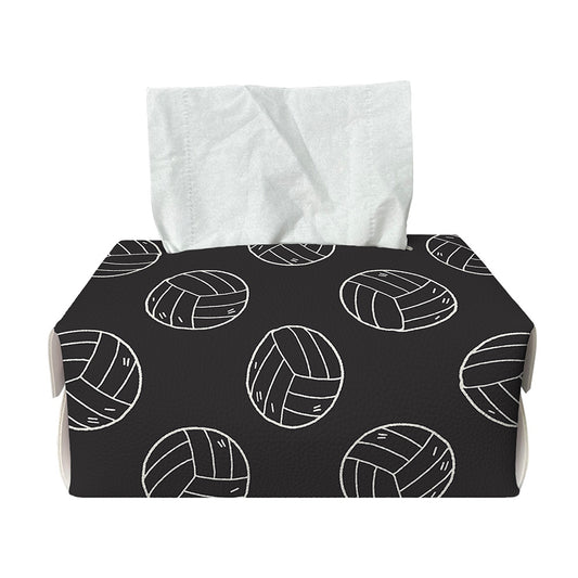 Black And White Volleyball Pattern Print Rectangle Tissue Box Cover