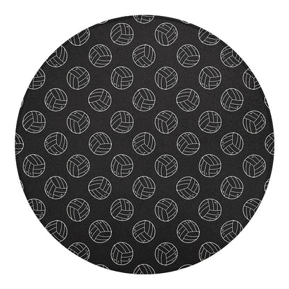Black And White Volleyball Pattern Print Round Blanket