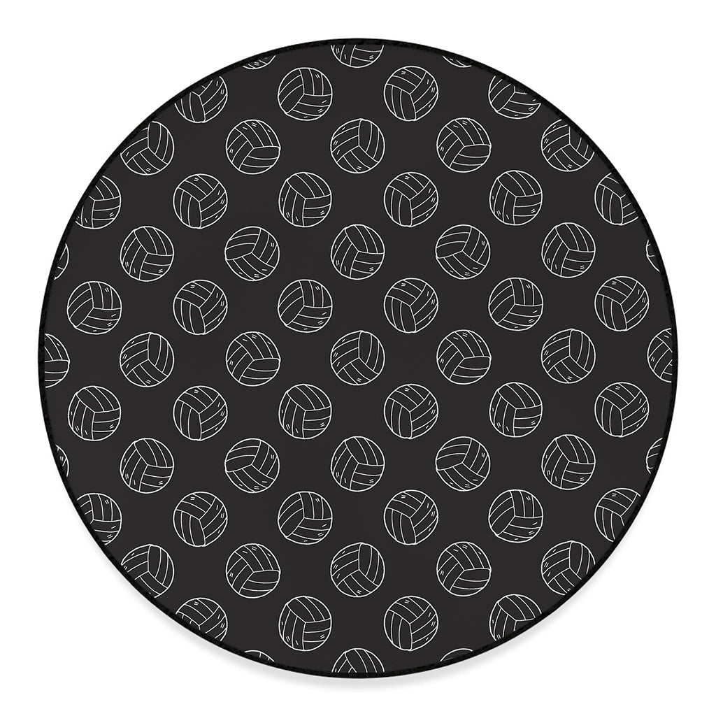 Black And White Volleyball Pattern Print Round Floor Mat