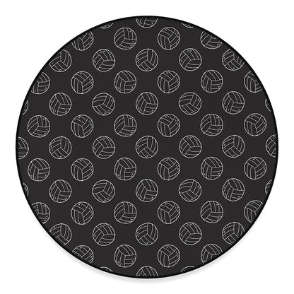 Black And White Volleyball Pattern Print Round Floor Mat