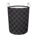 Black And White Volleyball Pattern Print Round Laundry Basket