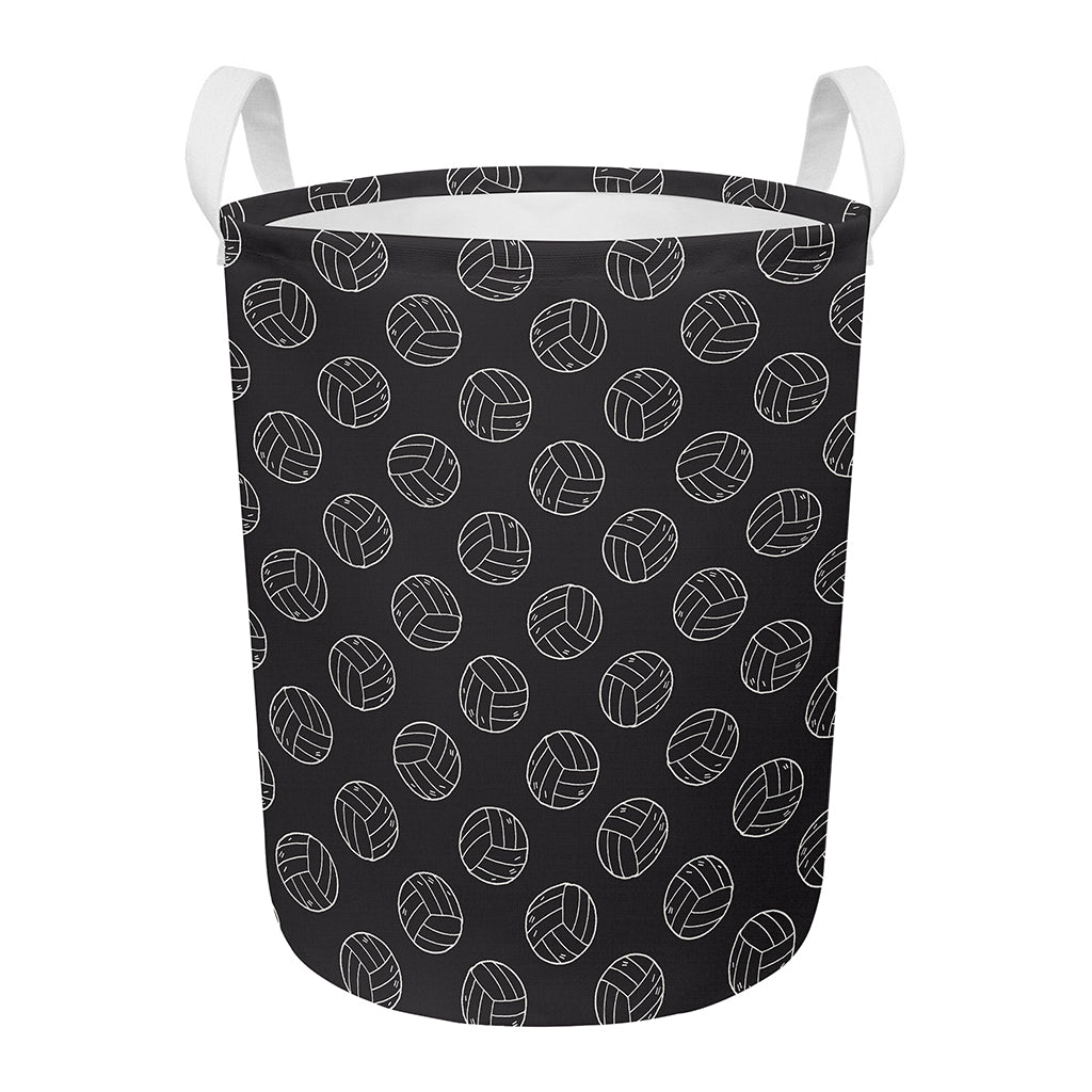 Black And White Volleyball Pattern Print Round Laundry Basket