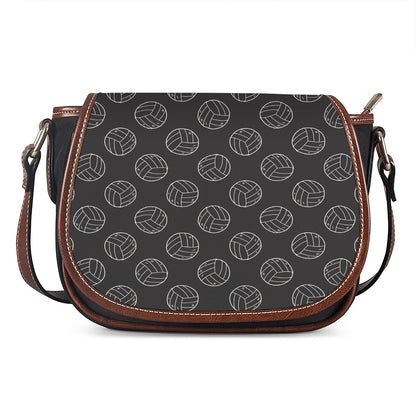 Black And White Volleyball Pattern Print Saddle Bag