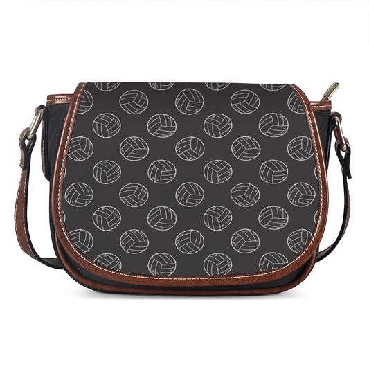 Black And White Volleyball Pattern Print Saddle Bag