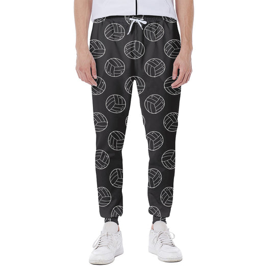 Black And White Volleyball Pattern Print Scuba Joggers