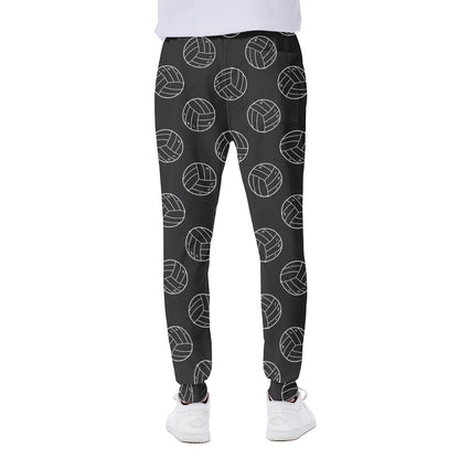 Black And White Volleyball Pattern Print Scuba Joggers
