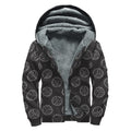 Black And White Volleyball Pattern Print Sherpa Lined Zip Up Hoodie