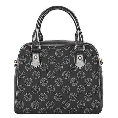 Black And White Volleyball Pattern Print Shoulder Handbag
