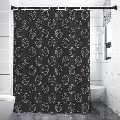 Black And White Volleyball Pattern Print Shower Curtain