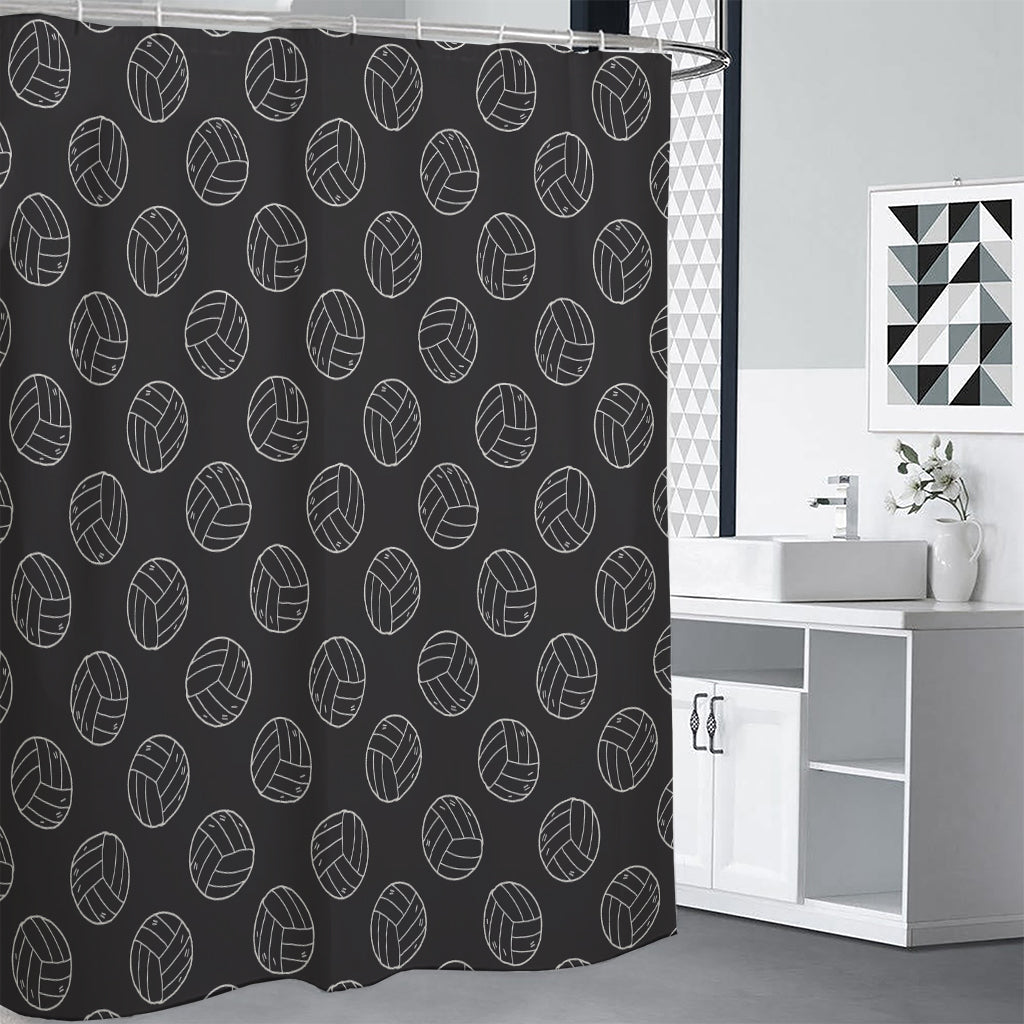 Black And White Volleyball Pattern Print Shower Curtain