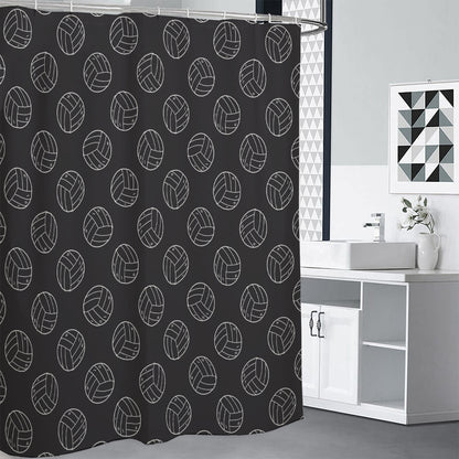 Black And White Volleyball Pattern Print Shower Curtain