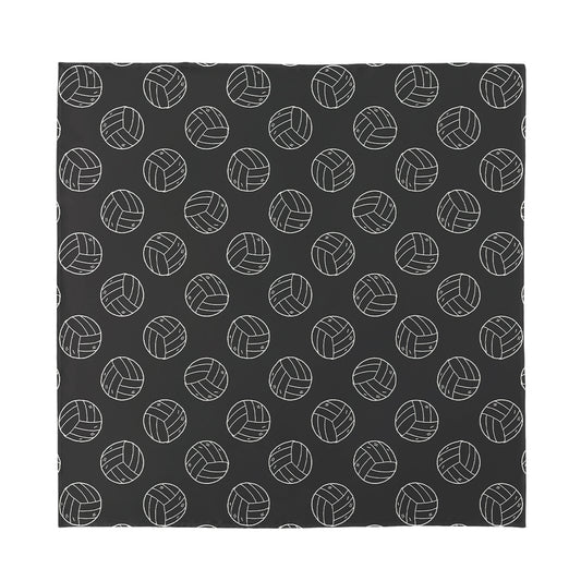 Black And White Volleyball Pattern Print Silk Bandana