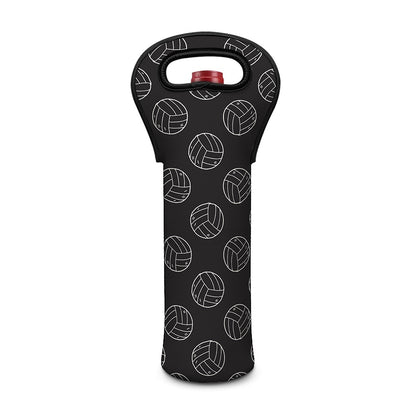 Black And White Volleyball Pattern Print Single Neoprene Wine Tote