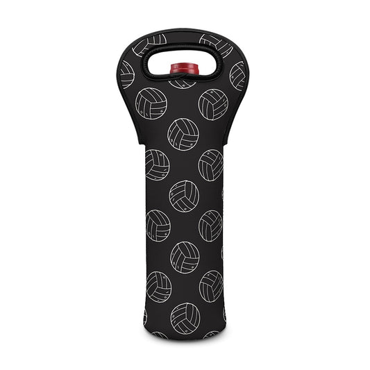 Black And White Volleyball Pattern Print Single Neoprene Wine Tote