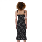 Black And White Volleyball Pattern Print Slim Fit Midi Cami Dress