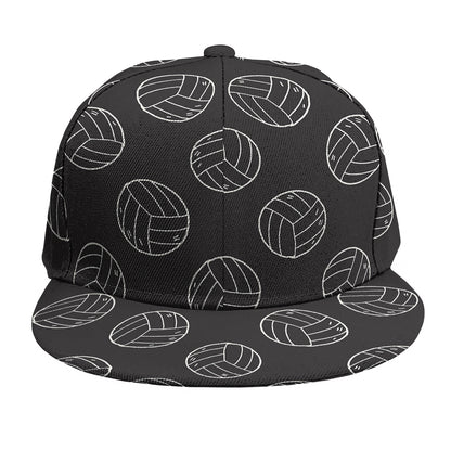 Black And White Volleyball Pattern Print Snapback Cap