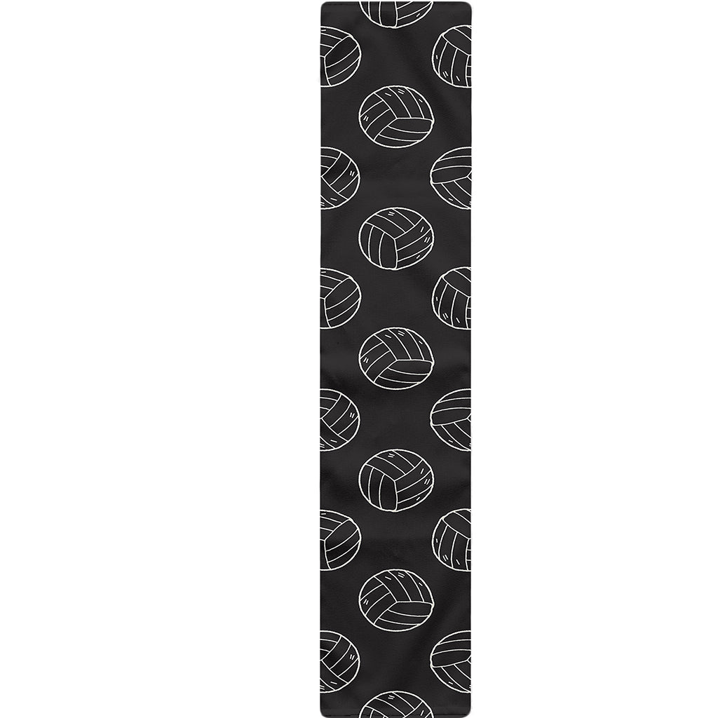 Black And White Volleyball Pattern Print Table Runner
