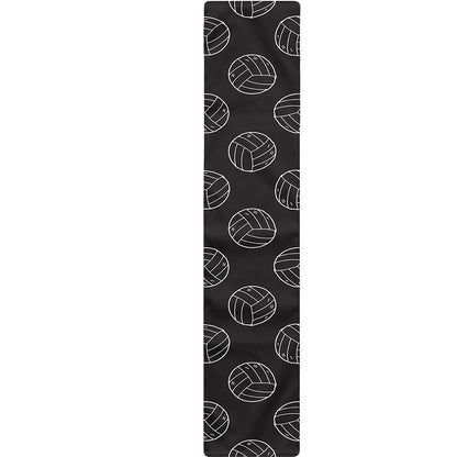 Black And White Volleyball Pattern Print Table Runner