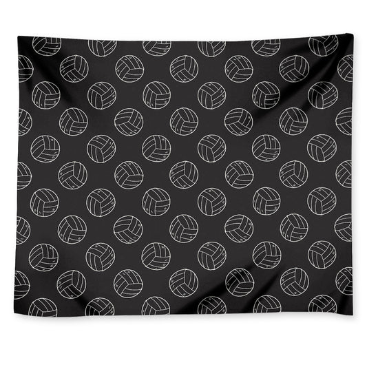 Black And White Volleyball Pattern Print Tapestry
