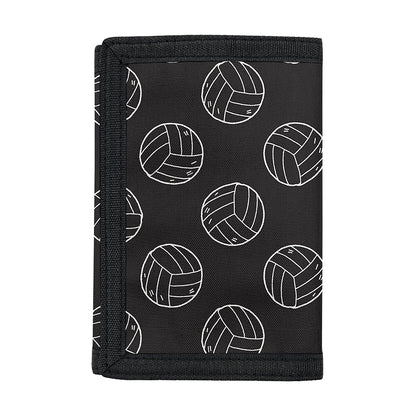 Black And White Volleyball Pattern Print Trifold Wallet