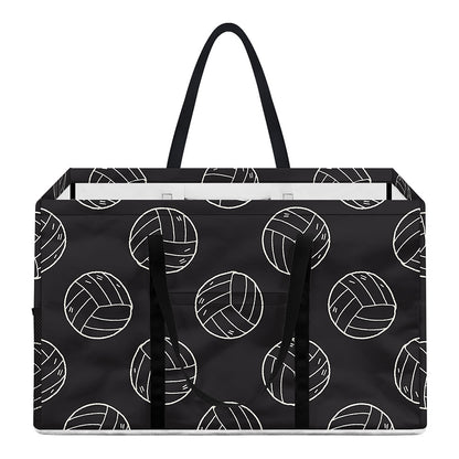 Black And White Volleyball Pattern Print Utility Tote Bag