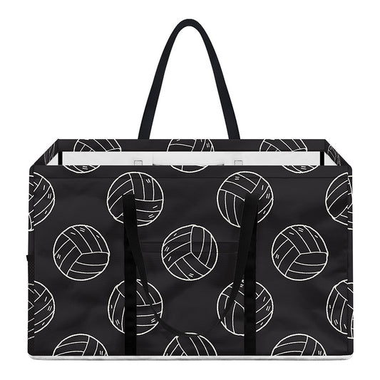 Black And White Volleyball Pattern Print Utility Tote Bag