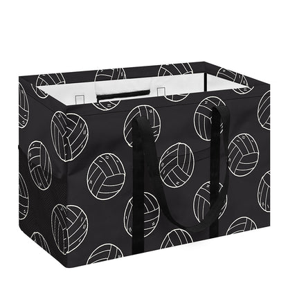 Black And White Volleyball Pattern Print Utility Tote Bag
