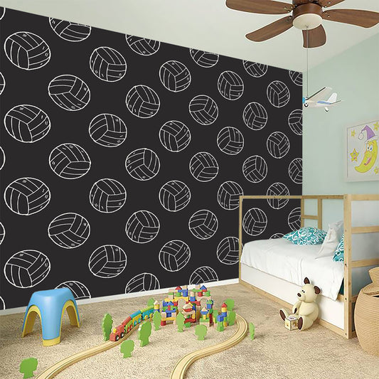 Black And White Volleyball Pattern Print Wall Sticker