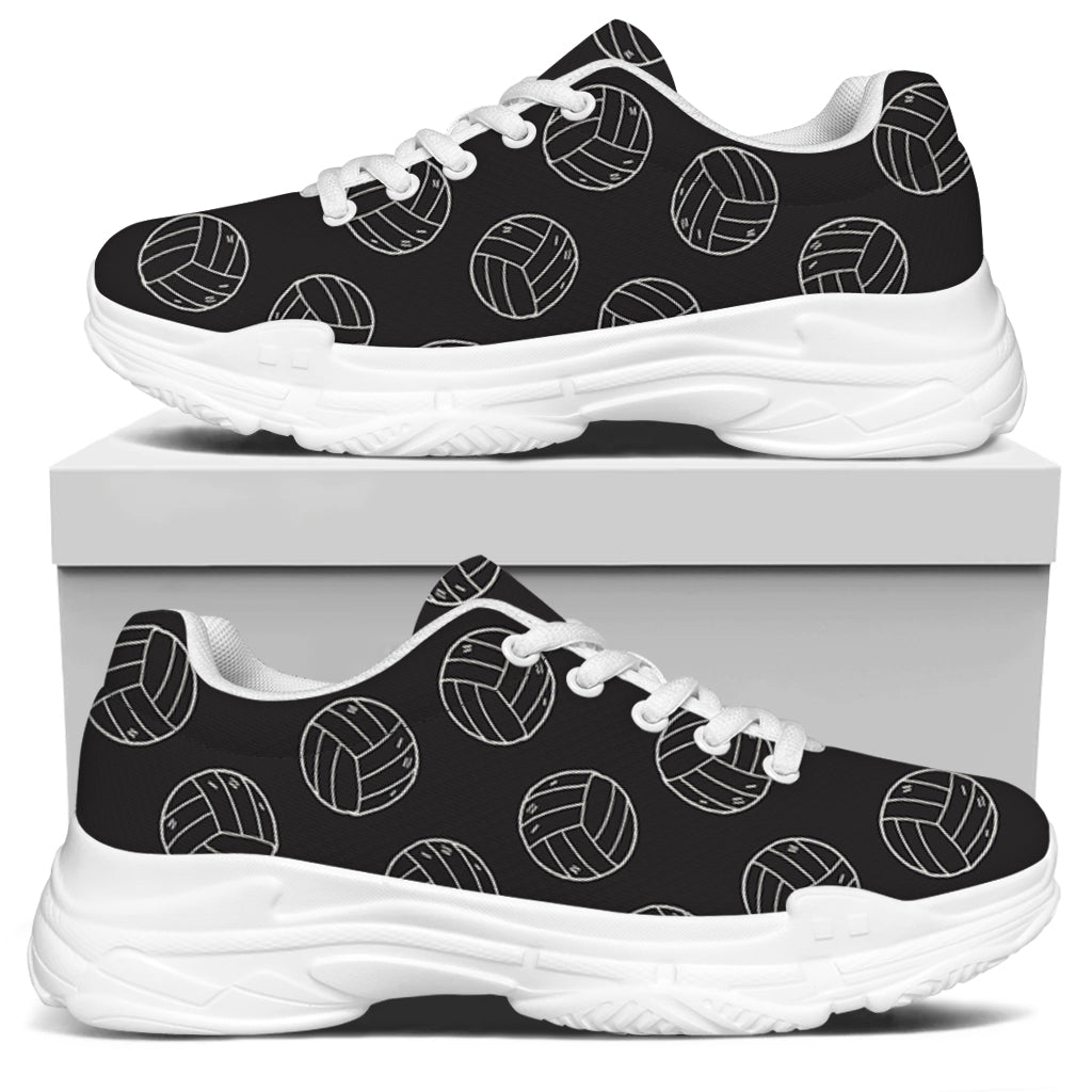 Black And White Volleyball Pattern Print White Chunky Shoes