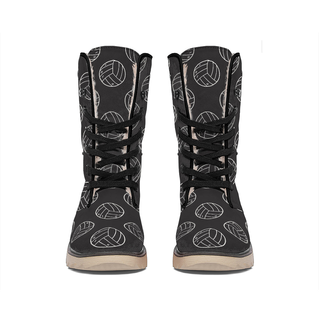 Black And White Volleyball Pattern Print Winter Boots