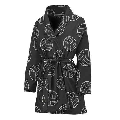 Black And White Volleyball Pattern Print Women's Bathrobe