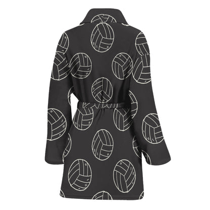Black And White Volleyball Pattern Print Women's Bathrobe