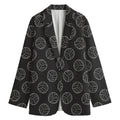 Black And White Volleyball Pattern Print Women's Cotton Blazer
