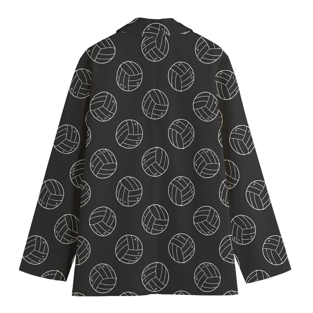 Black And White Volleyball Pattern Print Women's Cotton Blazer