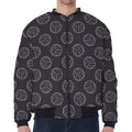 Black And White Volleyball Pattern Print Zip Sleeve Bomber Jacket