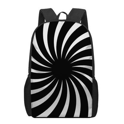 Black And White Vortex Swirl Print 17 Inch Backpack