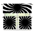 Black And White Vortex Swirl Print 3 Piece Kitchen Curtains