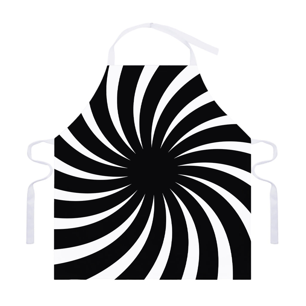 Black And White Vortex Swirl Print Adjustable Apron